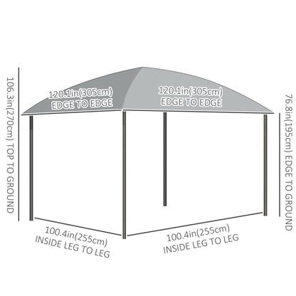 10' x 10' Hardtop Gazebo, Outdoor Gazebo Canopy with UV60+ Polycarbonate Roof, Curtains, Central Hook and Steel Frame for Garden, Lawn, Backyard, Deck, Dark Grey
