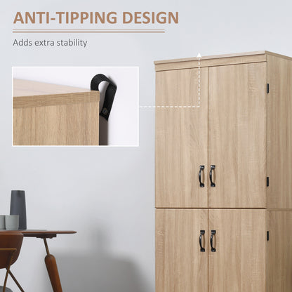 70" 4-Door Storage Cabinet, Freestanding Pantry Cabinet with Adjustable Shelves for Living Room, Natural