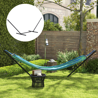 11.8'L Hammock Stand Extra Long Heavy Duty Straight Pole Day Bed Swing Metal Frame Simple Set Up Garden Outdoor Camping Picnic Use Black