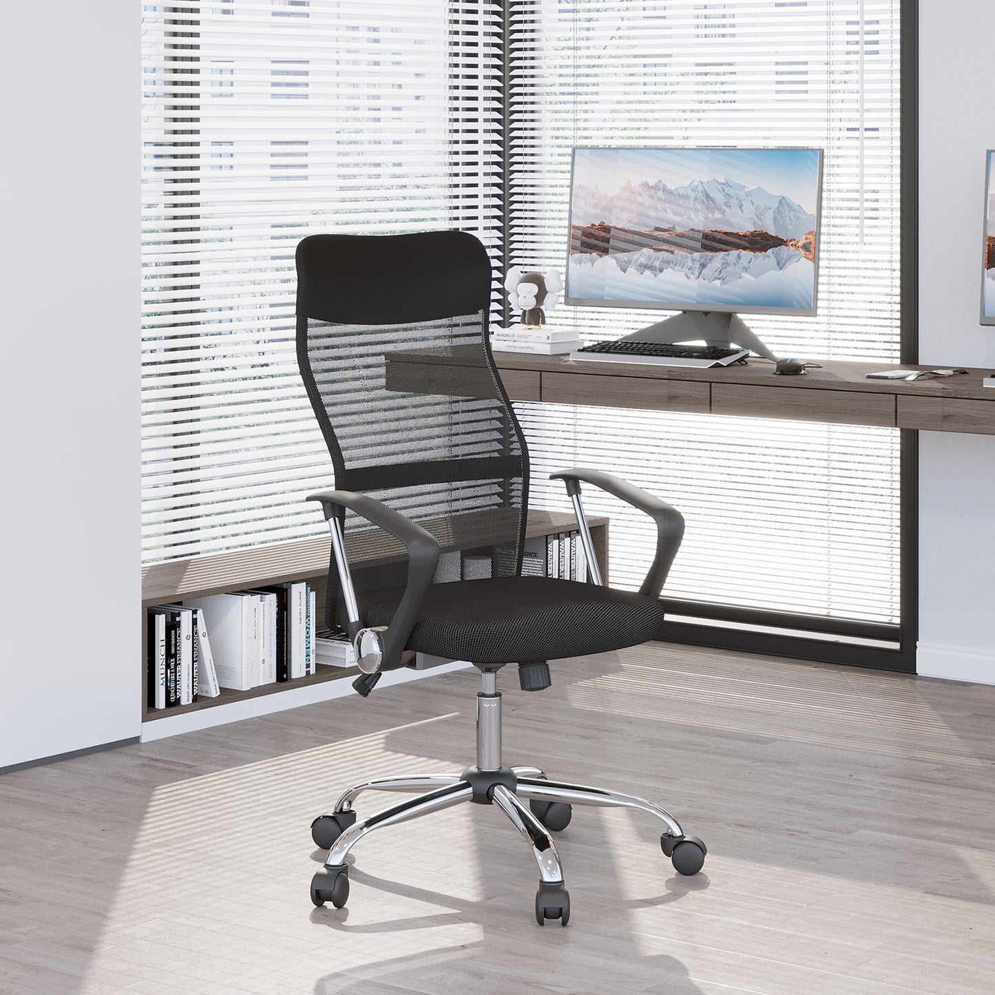 Ergonomic Mesh Office Chair, High Back Computer Desk Chair with Adjustable Height, Tilt Function, Armrest, 360° Swivel Office, Black