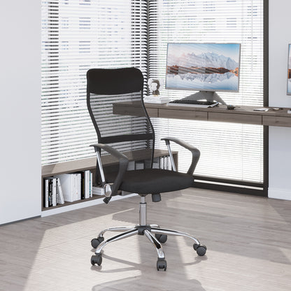 Ergonomic Mesh Office Chair, High Back Computer Desk Chair with Adjustable Height, Tilt Function, Armrest, 360° Swivel Office, Black
