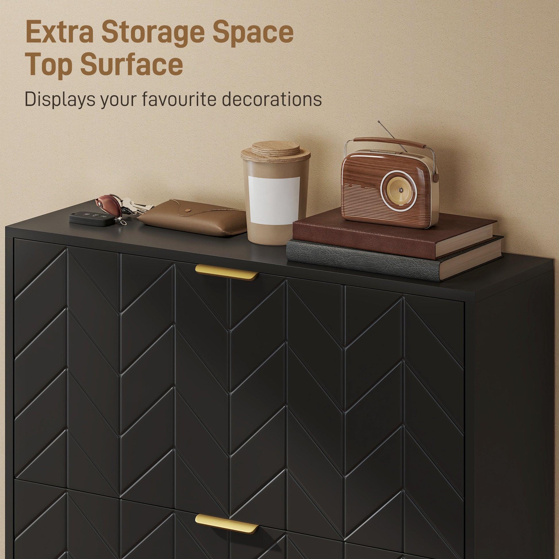 Shoe Cabinet with 3 Flip Drawers, Modern Narrow Shoe Storage Cabinet with Adjustable Shelves, Black