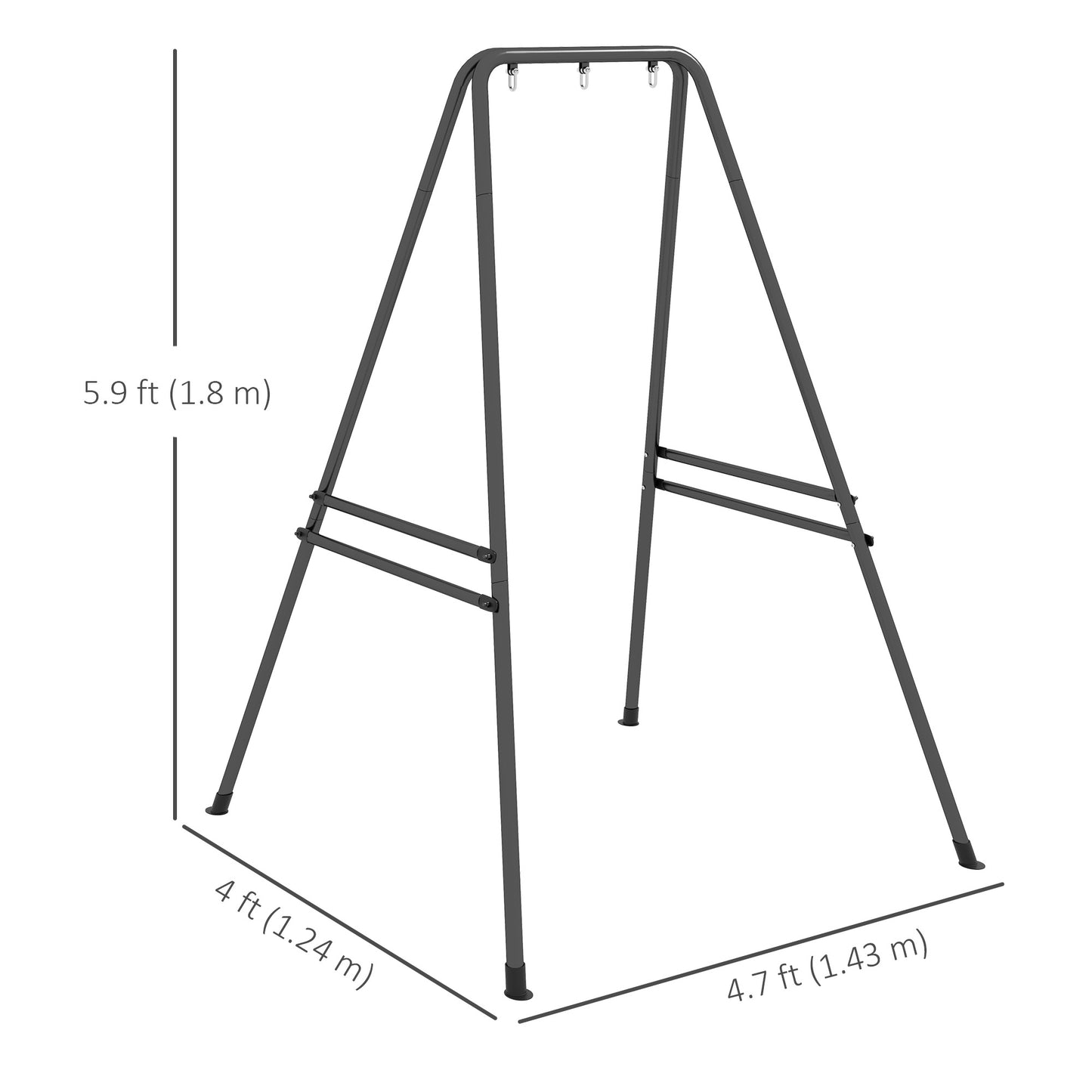 Hammock Chair Stand, Hanging Heavy Duty Metal Frame Hammock Stand for Hanging Hammock Air Porch Swing Chair, Egg Cahir, Indoor & Outdoor Use, 48.8" x 56.3" x 70.9" Black