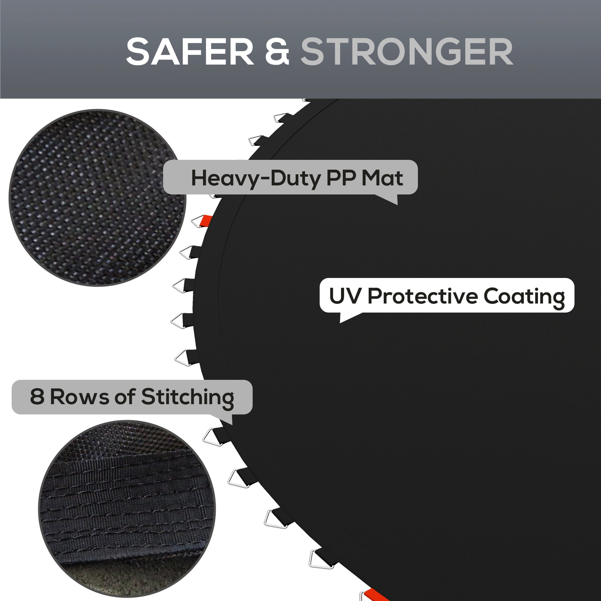 Soozier Trampoline Mat Replacement with Spring Pull Tool and 54 V-Hooks, Fits 10ft Trampoline, Using 5.5" Springs