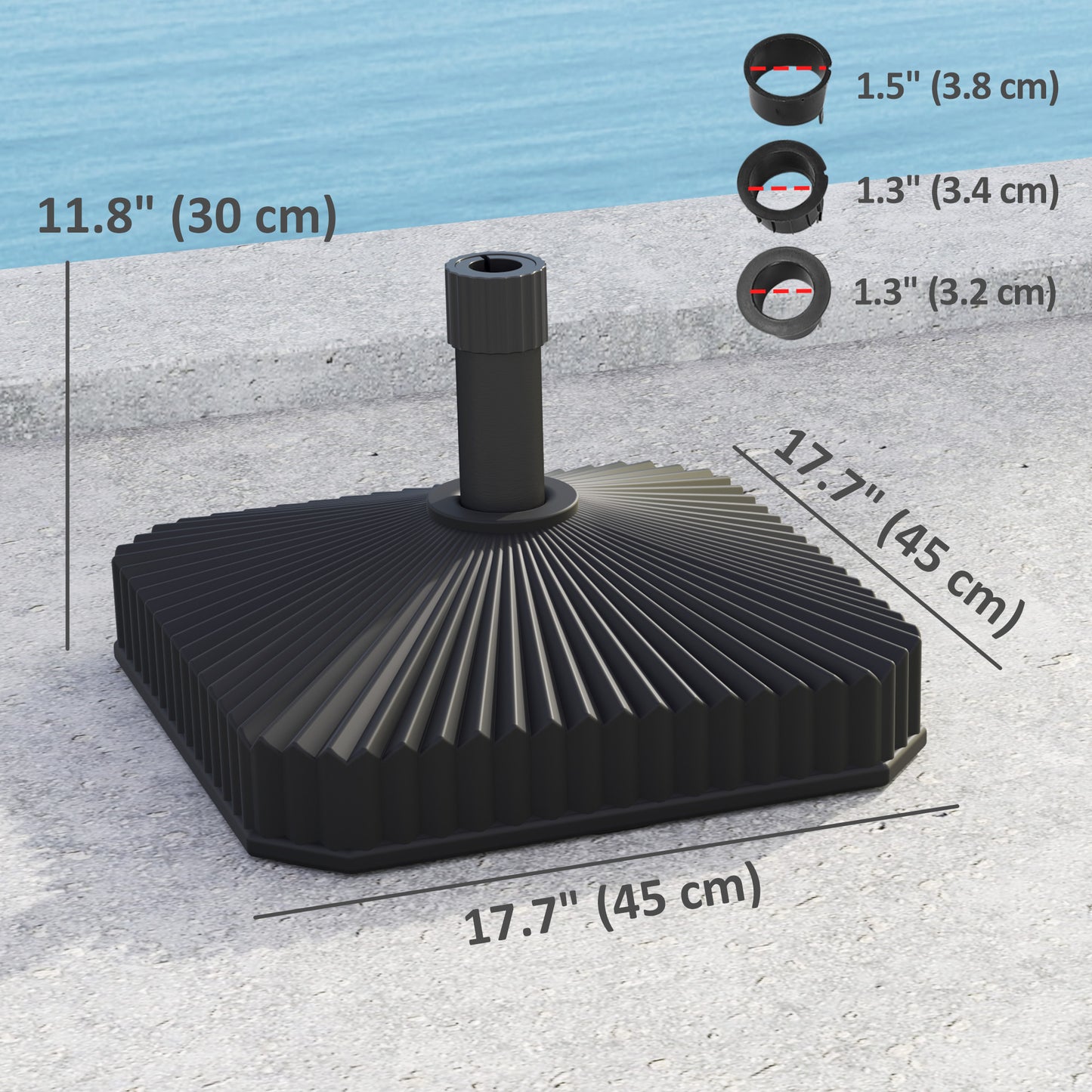 Patio Umbrella Base Umbrella Stand, Heavy Duty Outdoor Umbrella Stand Base 17.7" L x 17.7" W x 11.8" H Black