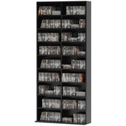 9-Tier DVD Shelf with 18 Compartments and 14 Adjustable Shelves, Holds 640 CDs, 360 DVDs or 430 Blu-rays, Black