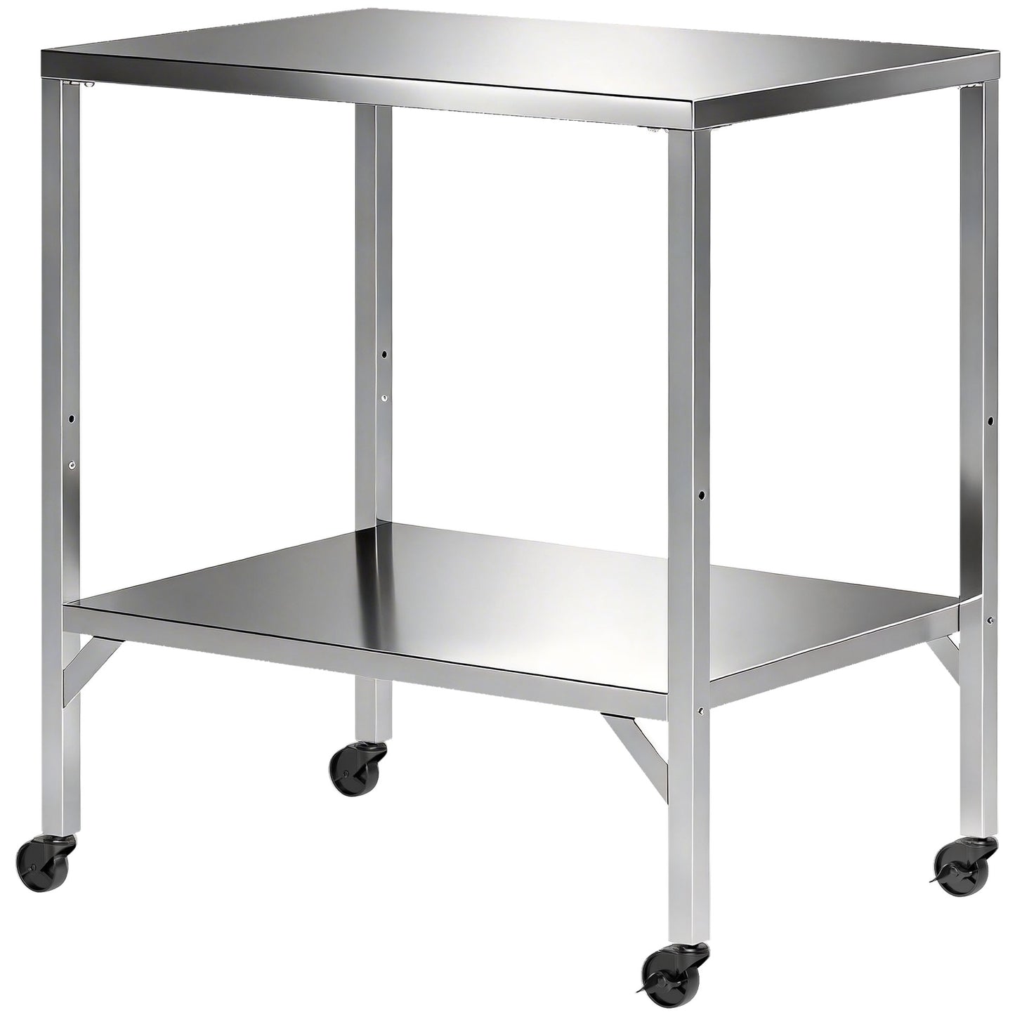 Outdoor Grill Cart with Stainless Steel Tabletop, Pizza Oven Stand with Shelf, Lockable Wheels, Rolling BBQ Table