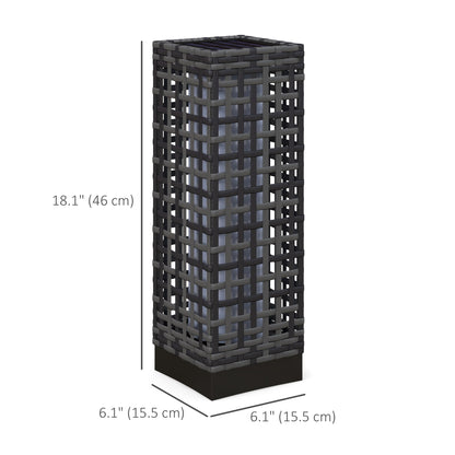 Wicker Solar Outdoor Lamp, Decorative Floor Lamp with Auto On/Off LED Lights, IP44 for Patio, Porch, Pathway, Grey