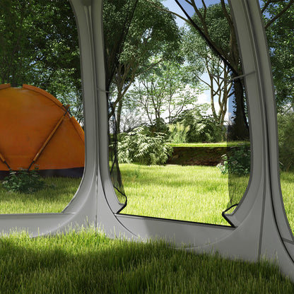 11' x 11.5' Screen Tent, Pop Up Camping Gazebo with Portable Carry Bag and 2 Doors, Grey