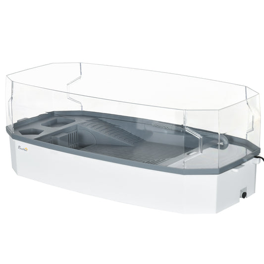 Turtle Tank Kit, Turtle Aquarium with Basking Platform, Water Pump, Filter Layer Design, Reptile Habitat