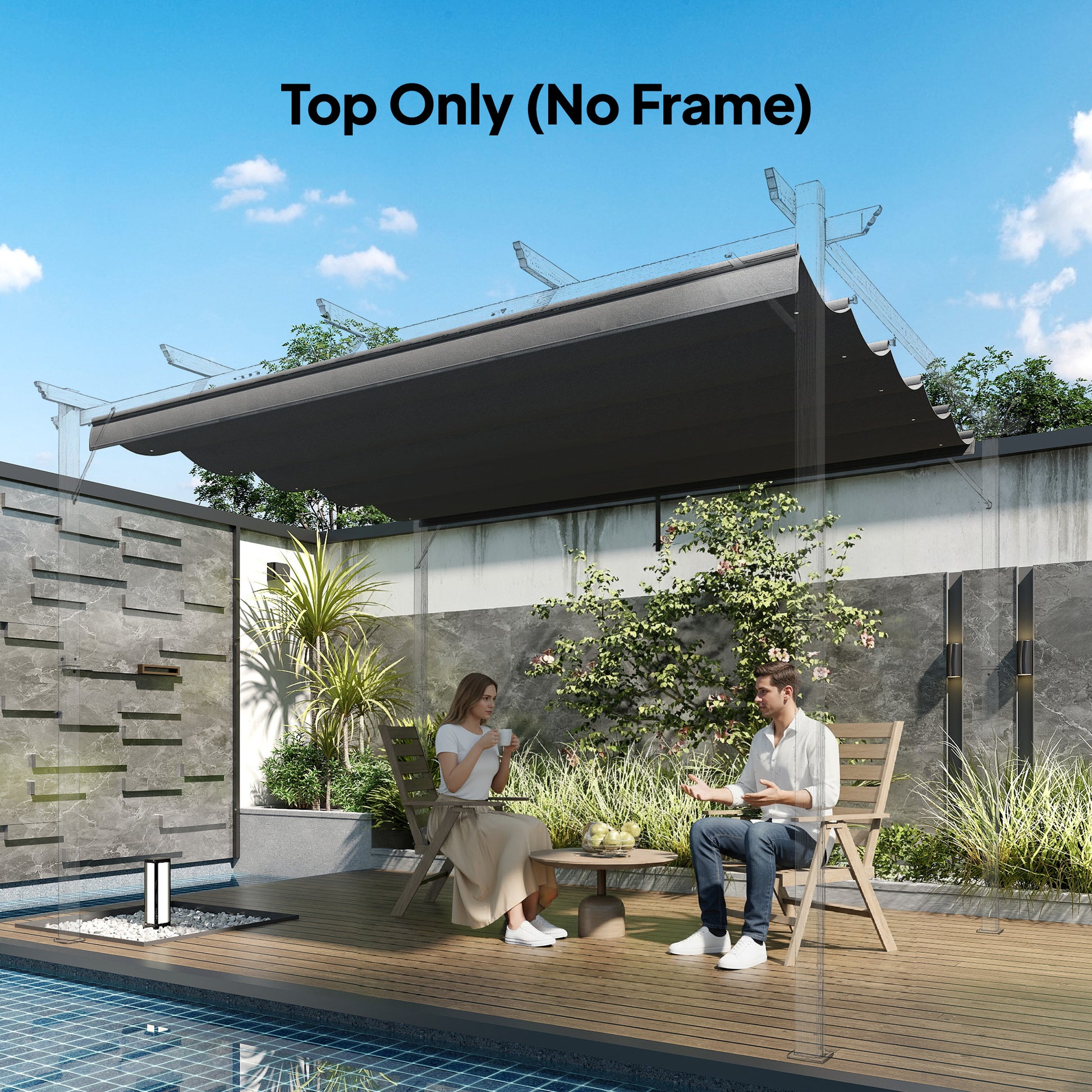 8.5' x 11.5' Retractable Pergola Canopy Replacement, Fit 10' x 13' Frame, Pergola Cover Replacement Top Only, Dark Grey