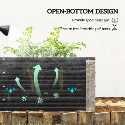 6' x 1.5' x 1.3' Galvanized Raised Garden Bed, Elevated Large Metal Planter Box w/ Install Gloves for Backyard, Patio to Grow Vegetables, Herbs, and Flowers, Dark Grey