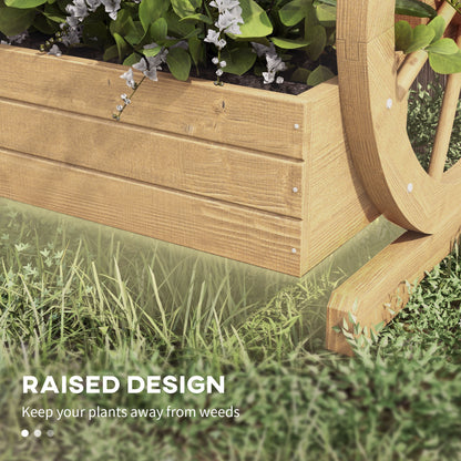 Wooden Wagon Planter Box, 3-Tier Raised Garden Bed, for Vegetables Flowers Herbs, 24" x 24" x 22", Natural