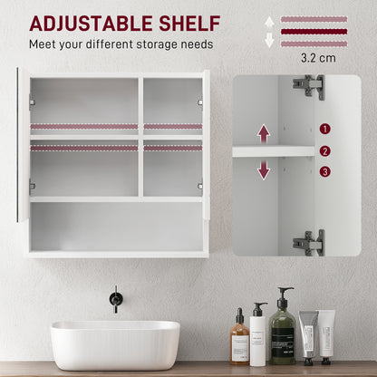 Medicine Cabinet, Wall Mounted Bathroom Mirror Cabinet with Mirrored Door, Adjustable Shelf and Soft Close Mechanism