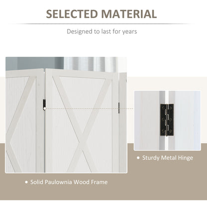 4-panel Wall Partition Farmhouse Room Separator with Foldable Design Wooden Frame 5.6FT, White