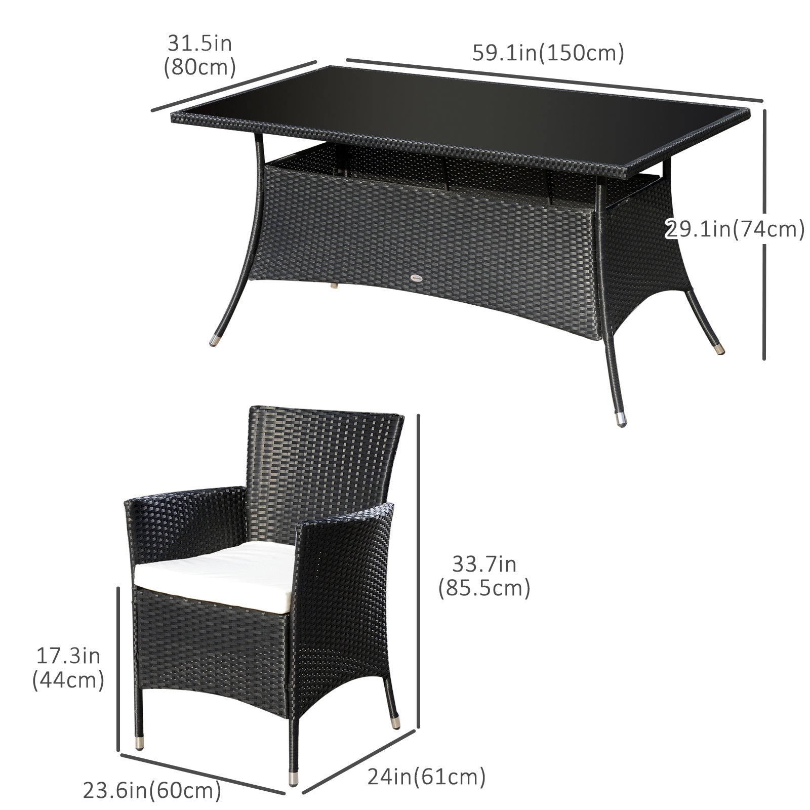 Garden Dining Set with Cushions