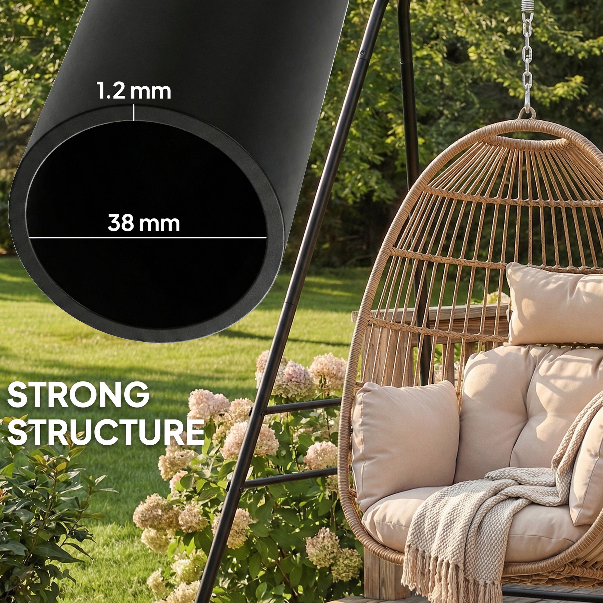 Hanging Hammock Stand for Porch Swing Chair Indoor Outdoor (Only Construction)