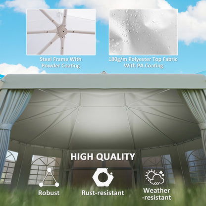 21' x 29' Wedding Event Party Tent, High Peak Decagonal Outdoor Gazebo Canopy with Removable Side Walls for Large Gatherings, White