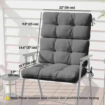 2-Piece Back Seat Cushion Replacement, Outdoor Patio Chair Cushions Set with Ties, Button Tufted, Dark Grey