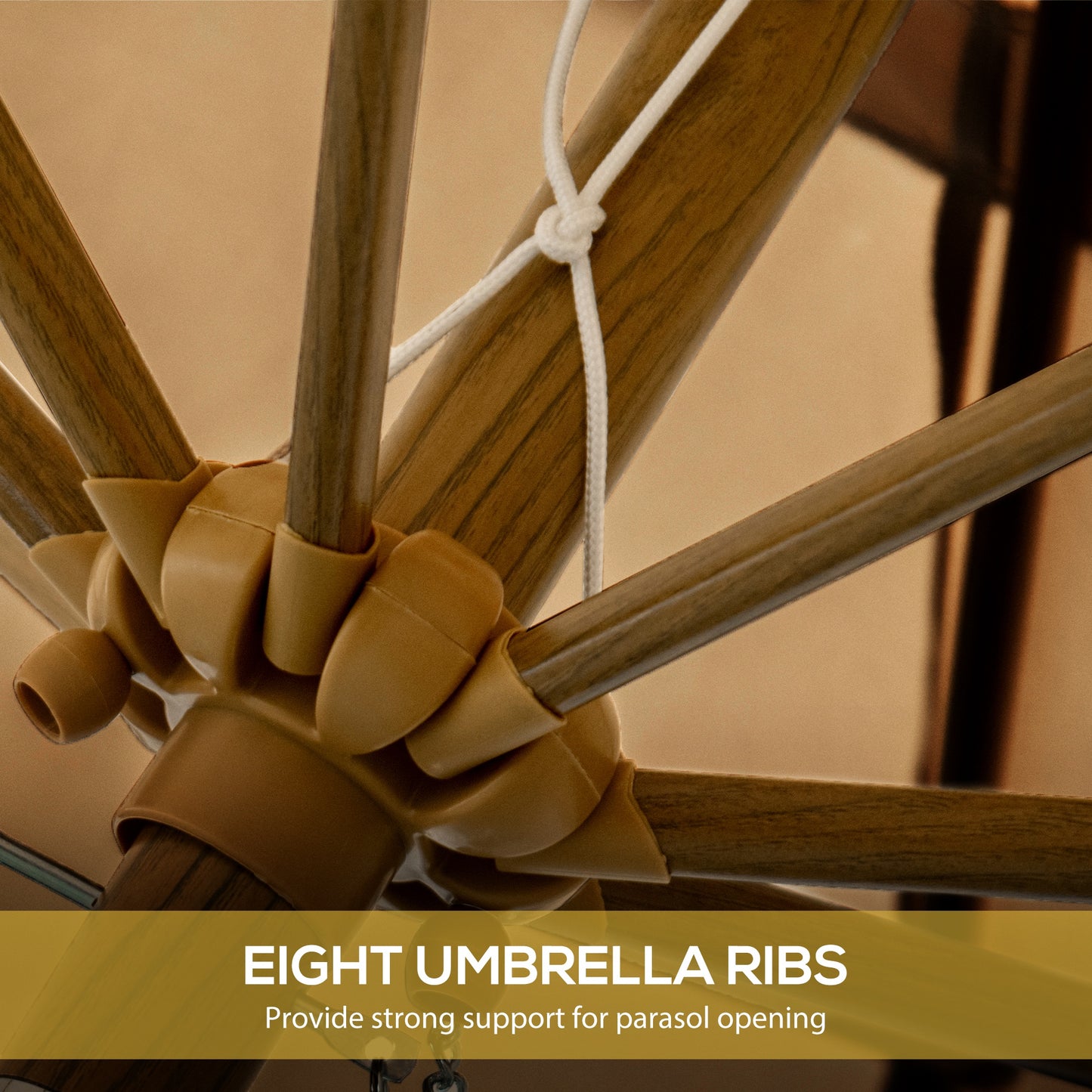 9 ft Patio Umbrella with Push Button Tilt and Crank, Double-ruffled Outdoor Market Table Umbrella Parasoll, Khaki