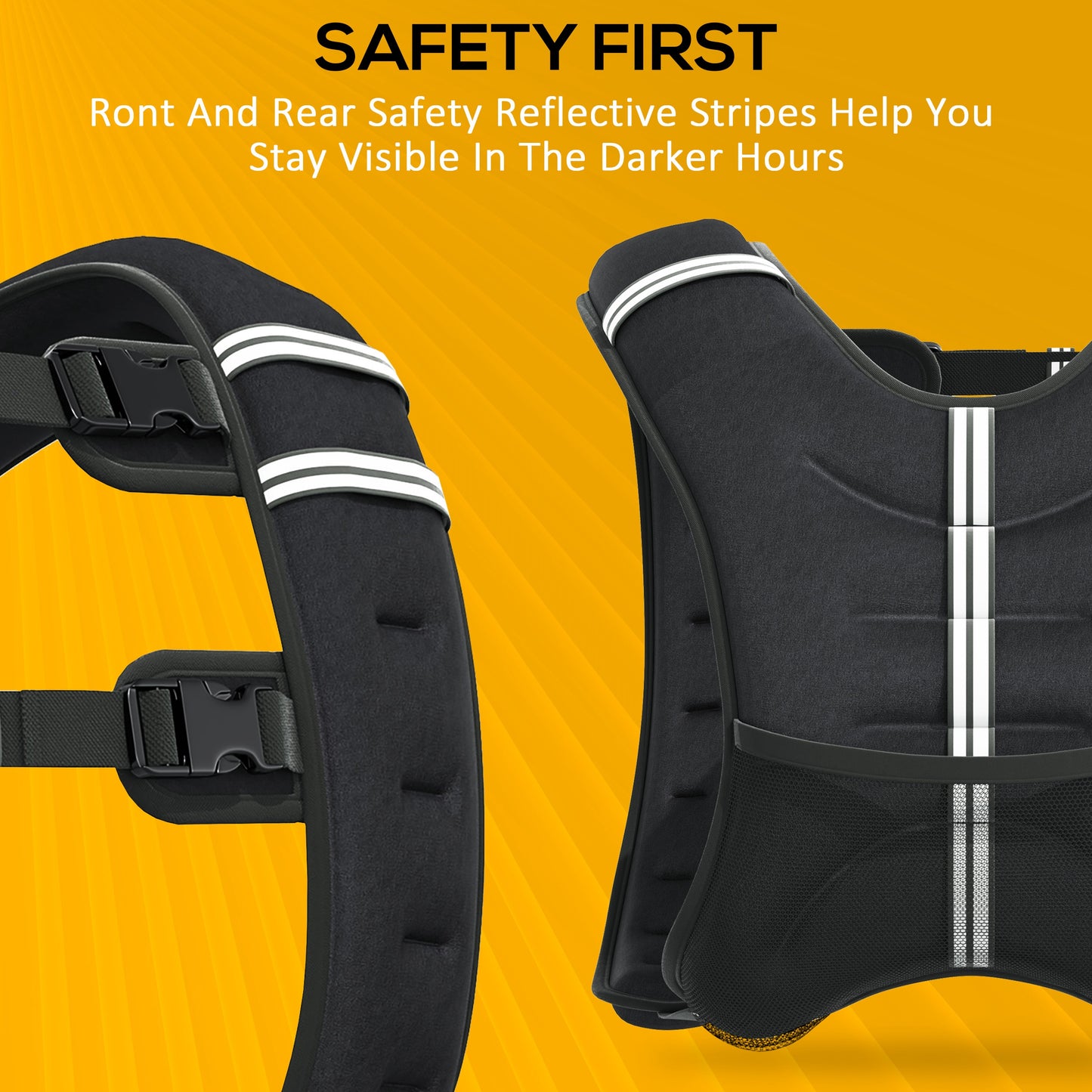 Soozier 22 lbs Weighted Vest, Weight Vest with adjustable Straps, Convenient Pocket and Reflective Strips, Fit for Men Women