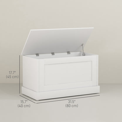 31.5 Inches Storage Chest, Storage Trunk with Safety Hinge, Wooden Box for Living Room, White Wood Grain