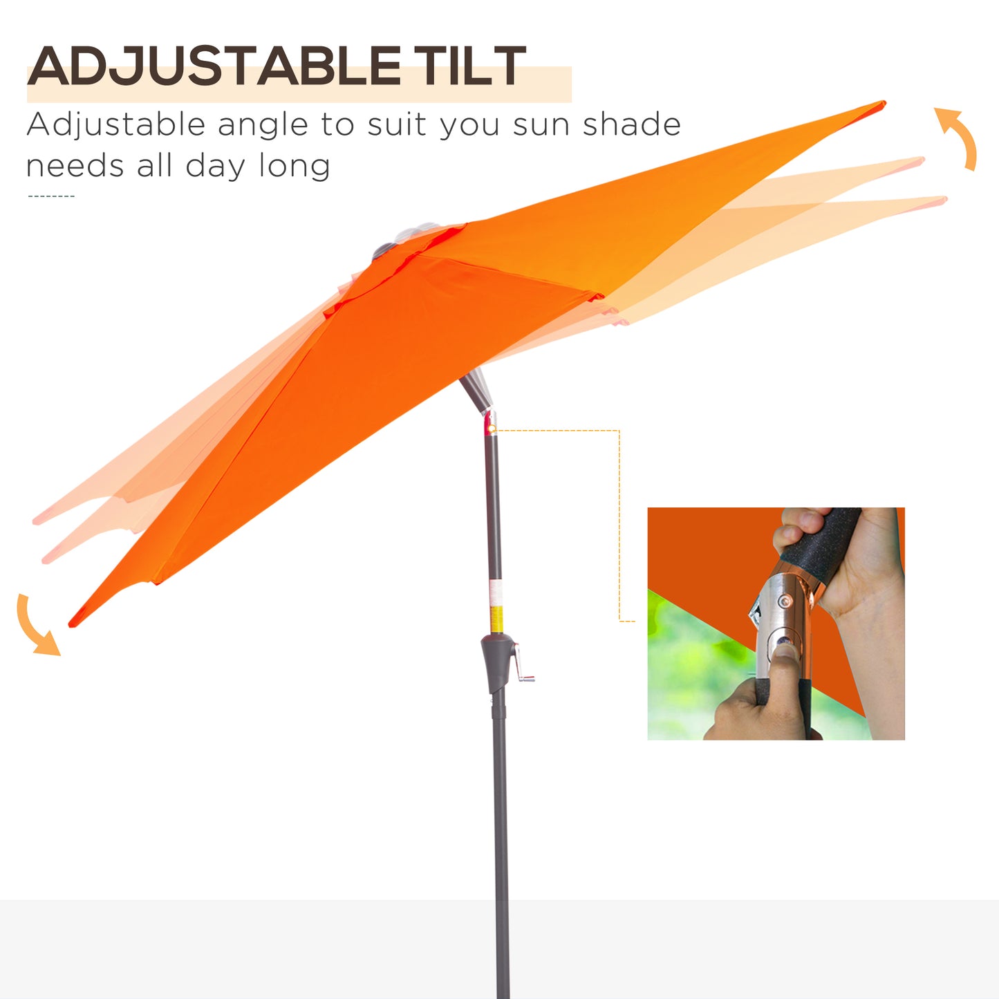 8.5' Round Aluminum Patio Umbrella Garden Parasol Market Sunshade Tilt Canopy w/ 6 Ribs, Crank Handle, Blue