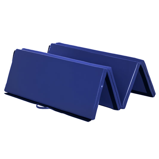 Soozier 4'x6'x2'' Folding Gymnastics Tumbling Mat, Exercise Mat with Carrying Handles for Yoga, MMA, Martial Arts, Stretching, Core Workouts, Blue