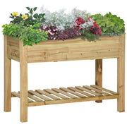 45" x 22" x 33" Raised Garden Bed with Legs and Storage Shelf, Wooden Elevated Planter Box with Drainage Holes for Backyard Patio Balcony, Light Green