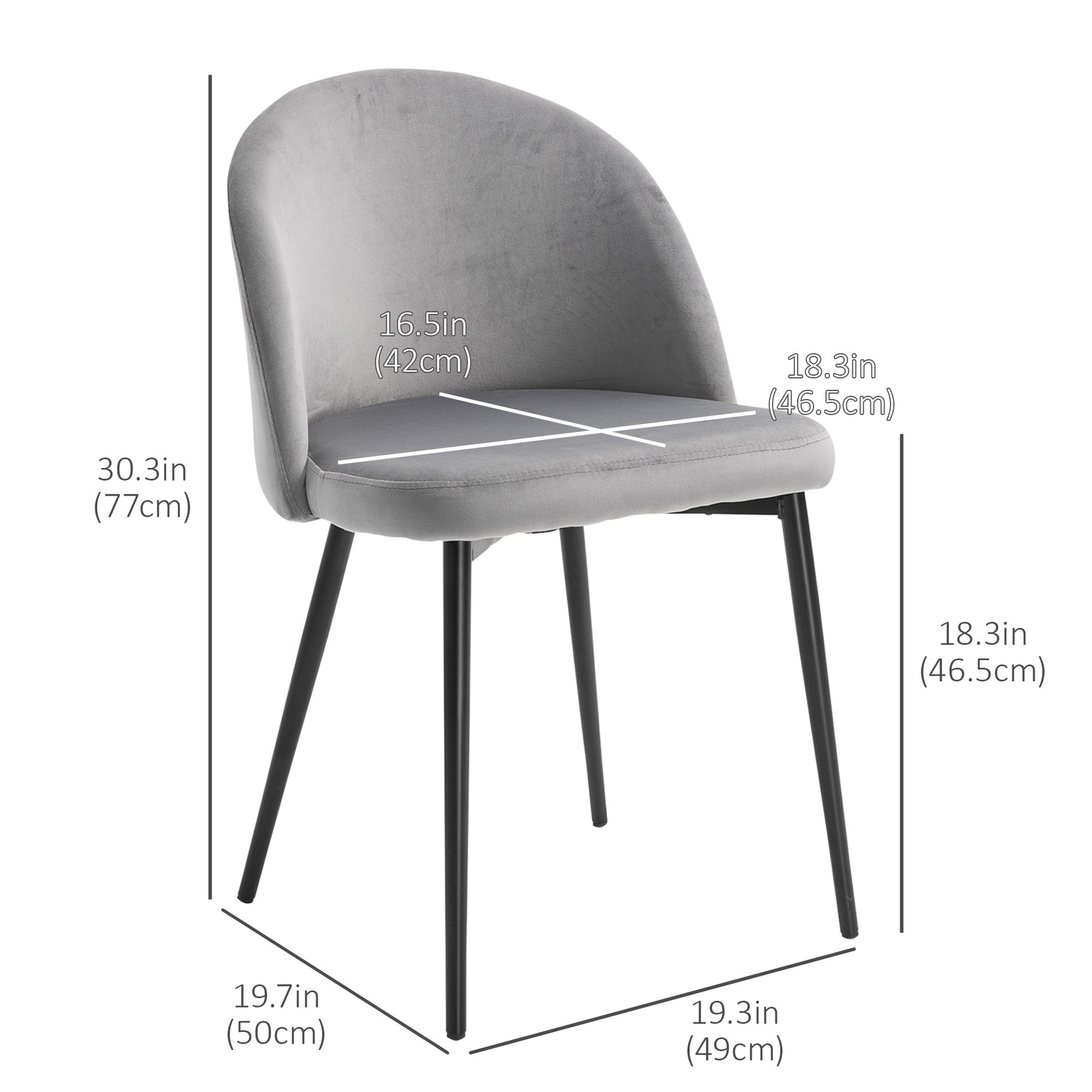 Modern Dining Chairs, Mid-Back Velvet-touch Upholstery Side Chair, Table Chair for Living Room, Dining Room, Grey, Set of 4