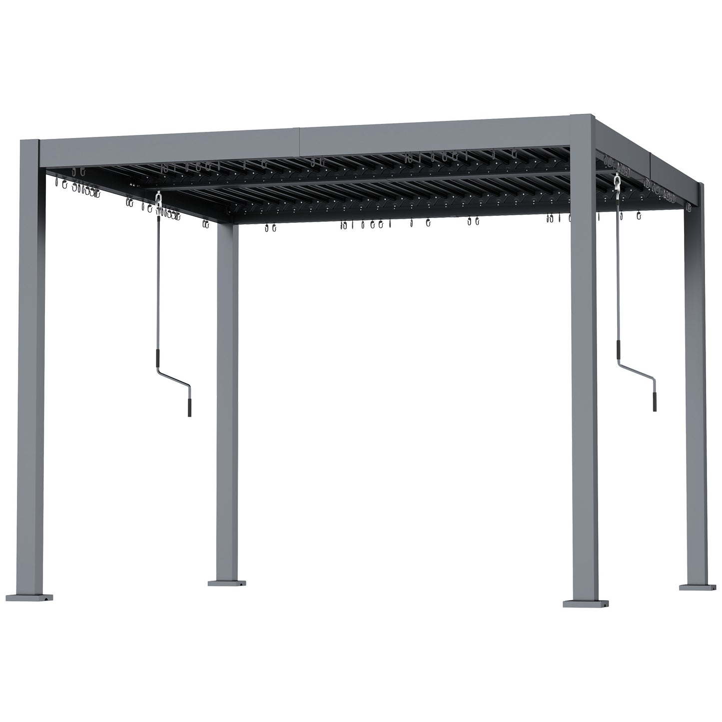 10' x 10' Pergola with Adjustable Metal Roof and Aluminum Frame, Outdoor Louvered Hardtop Gazebo with Drainage System