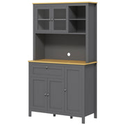 5-Door Kitchen Pantry Cabinet, Freestanding Storage Cabinet Cupboard with Adjustable Shelves, 71"