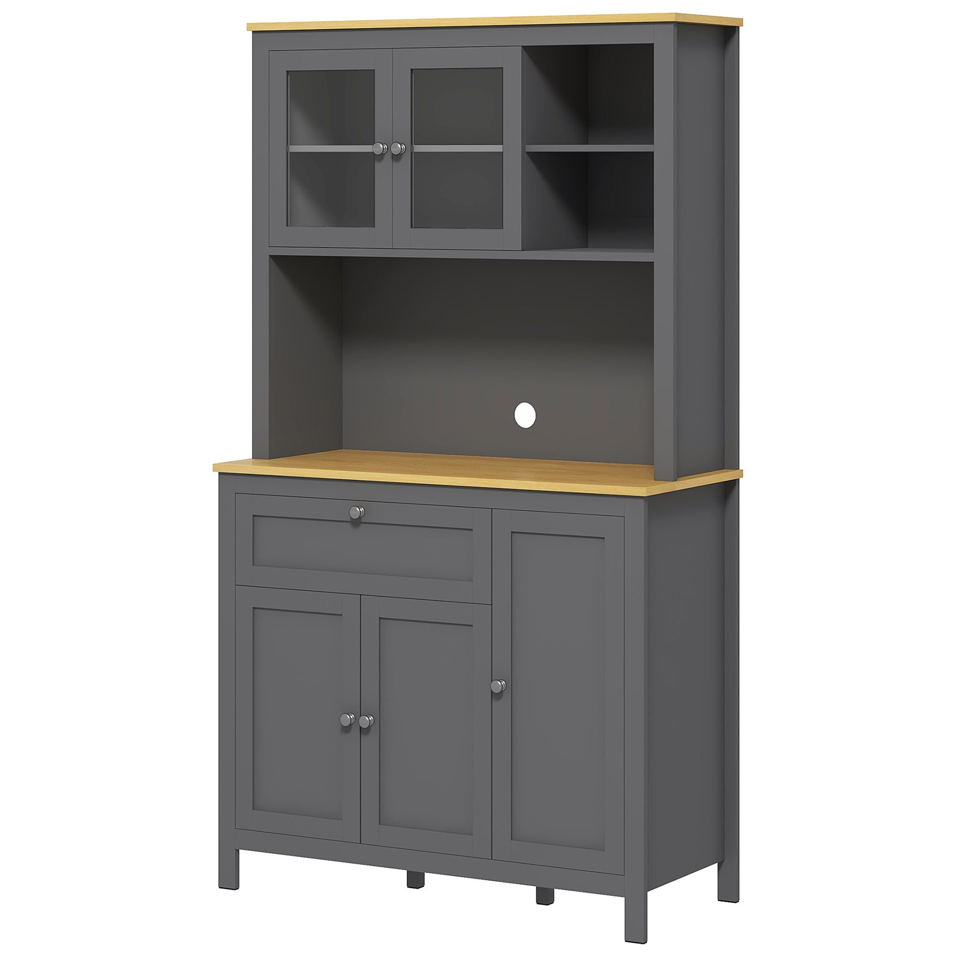 5-Door Kitchen Pantry Cabinet, Freestanding Storage Cabinet Cupboard with Adjustable Shelves, 71"