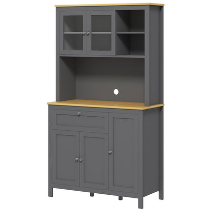 5-Door Kitchen Pantry Cabinet, Freestanding Storage Cabinet Cupboard with Adjustable Shelves, 71"