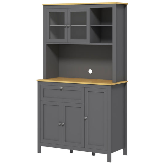 5-Door Kitchen Pantry Cabinet, Freestanding Storage Cabinet Cupboard with Adjustable Shelves, 71"