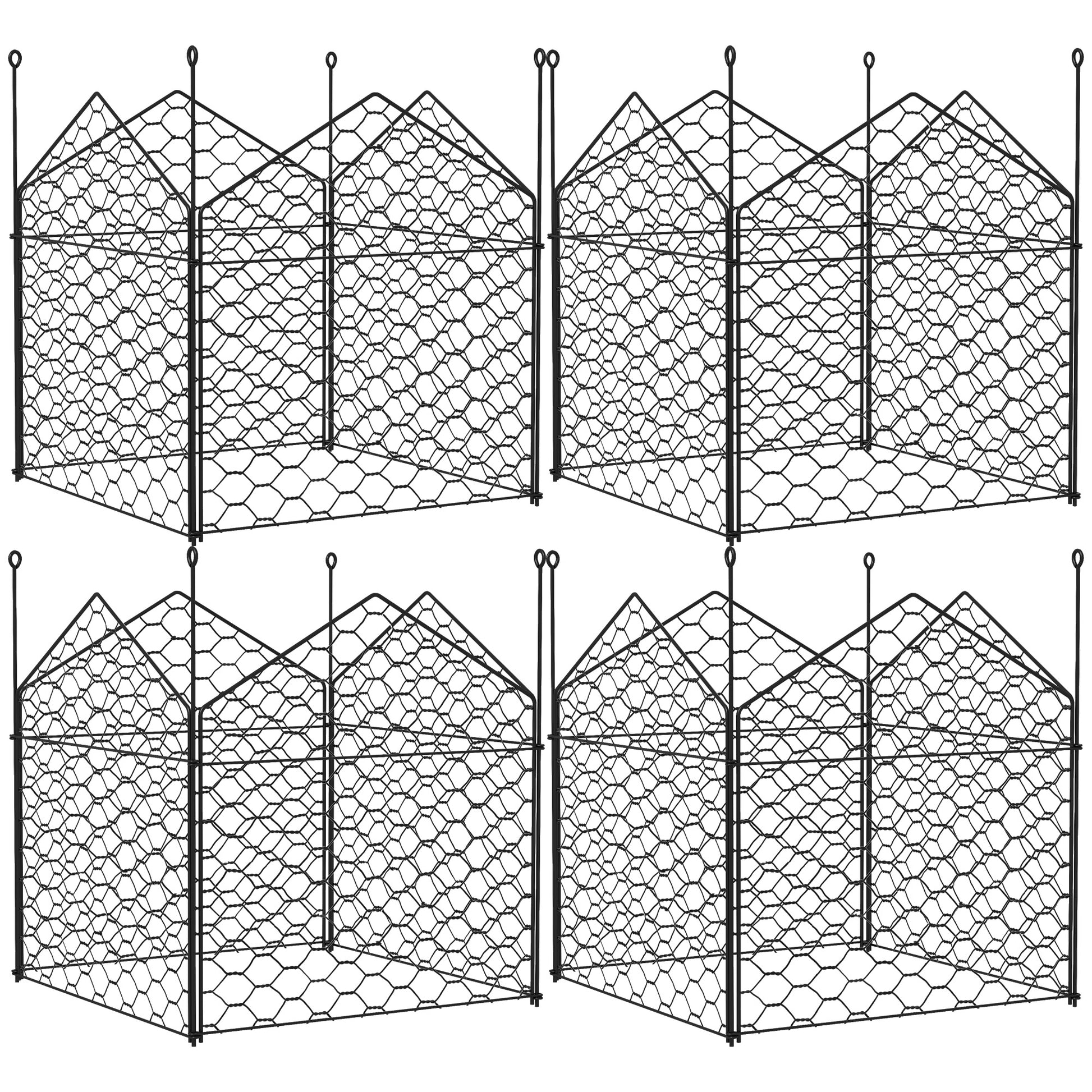 4 Pack Garden Cloches for Plants, 12" x 14" Metal Crop Cage, Plant Cages to Keep Animals Out, Black