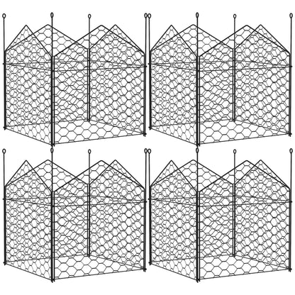 4 Pack Garden Cloches for Plants, 12" x 14" Metal Crop Cage, Plant Cages to Keep Animals Out, Black
