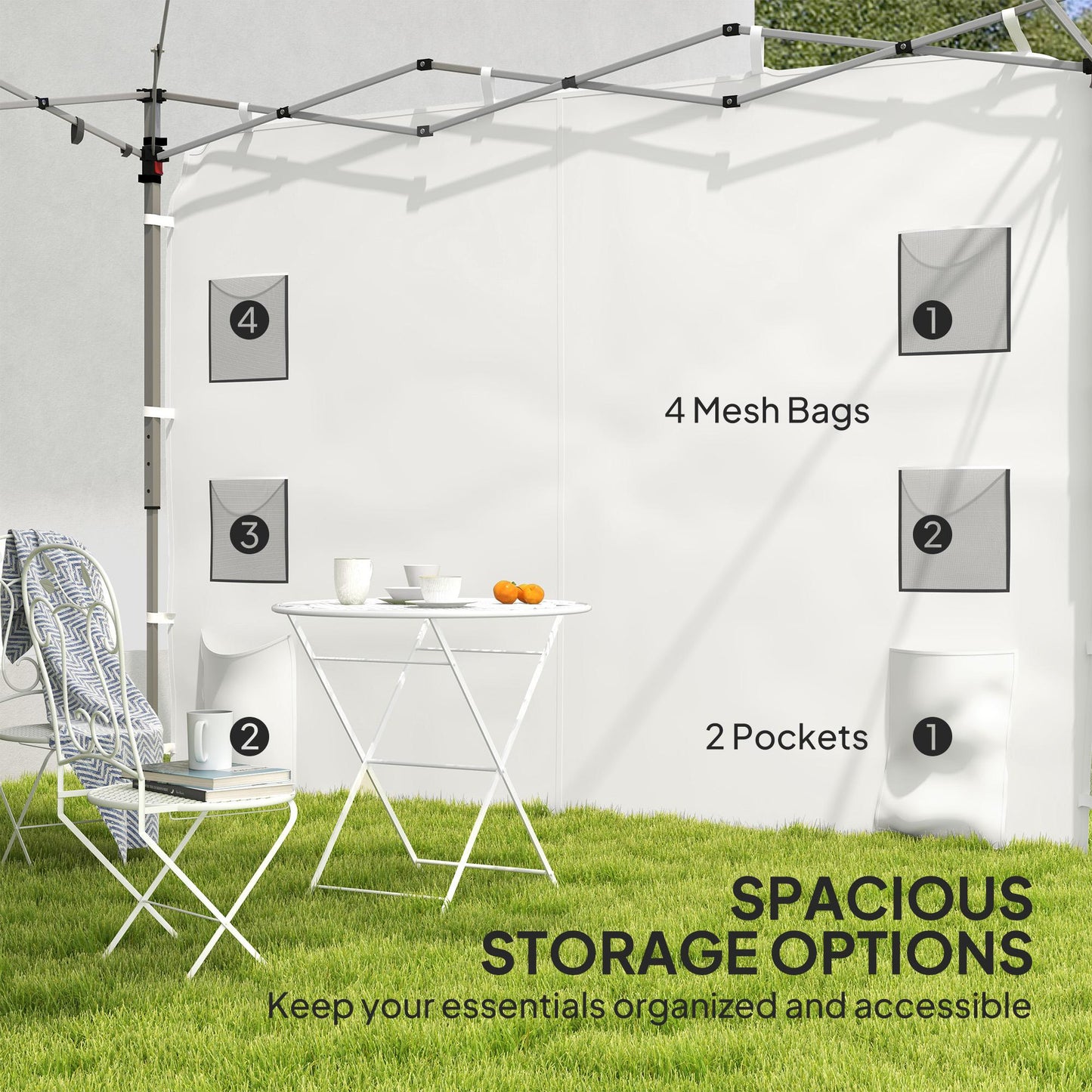 Instant Canopy Sidewall with 4 Storage Bag for 10 x 10 ft Straight Leg Pop Up Canopies, 1 Pack Sidewall Only, White