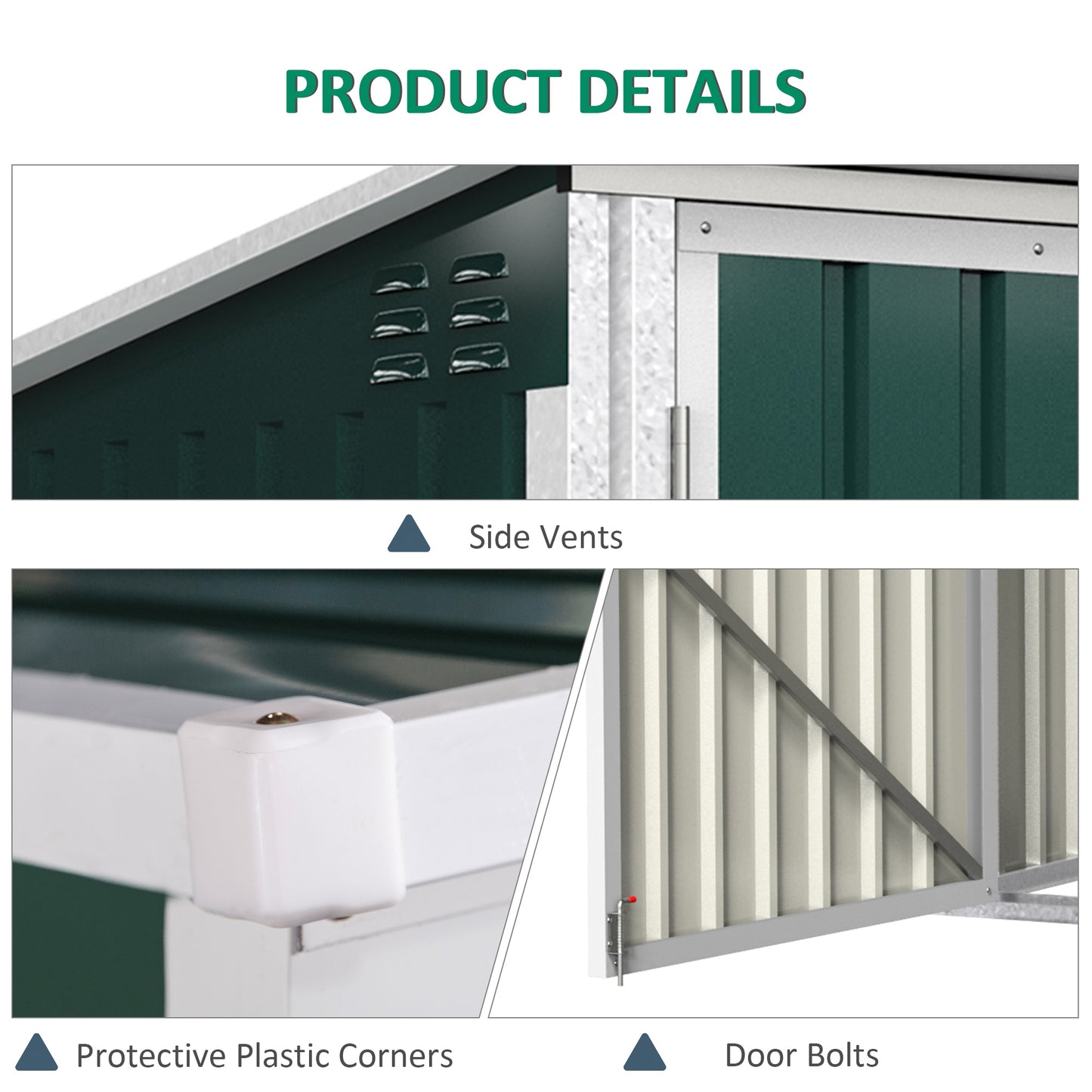 6x3 ft Garbage Can Shed, Horizontal Garbage Can Organizer with Double Door and Lid Rubbish Cover, for 2 Trash Cans, Green