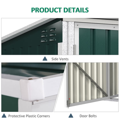 6x3 ft Garbage Can Shed, Horizontal Garbage Can Organizer with Double Door and Lid Rubbish Cover, for 2 Trash Cans, Green