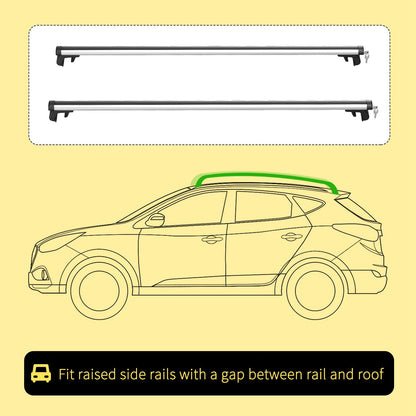 2pc Roof Rack Car Roof Top Lockable Aluminum Cross Bars Adjustable Baggage Luggage Carrier, Silver (49")