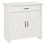 Farmhouse Sideboard Buffet Cabinet, Storage Cabinet with Barn Doors, Distressed White
