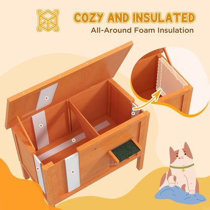Outdoor Insulated Cat House with Asphalt Roof, Removable Floor, for Cats, Small Animals