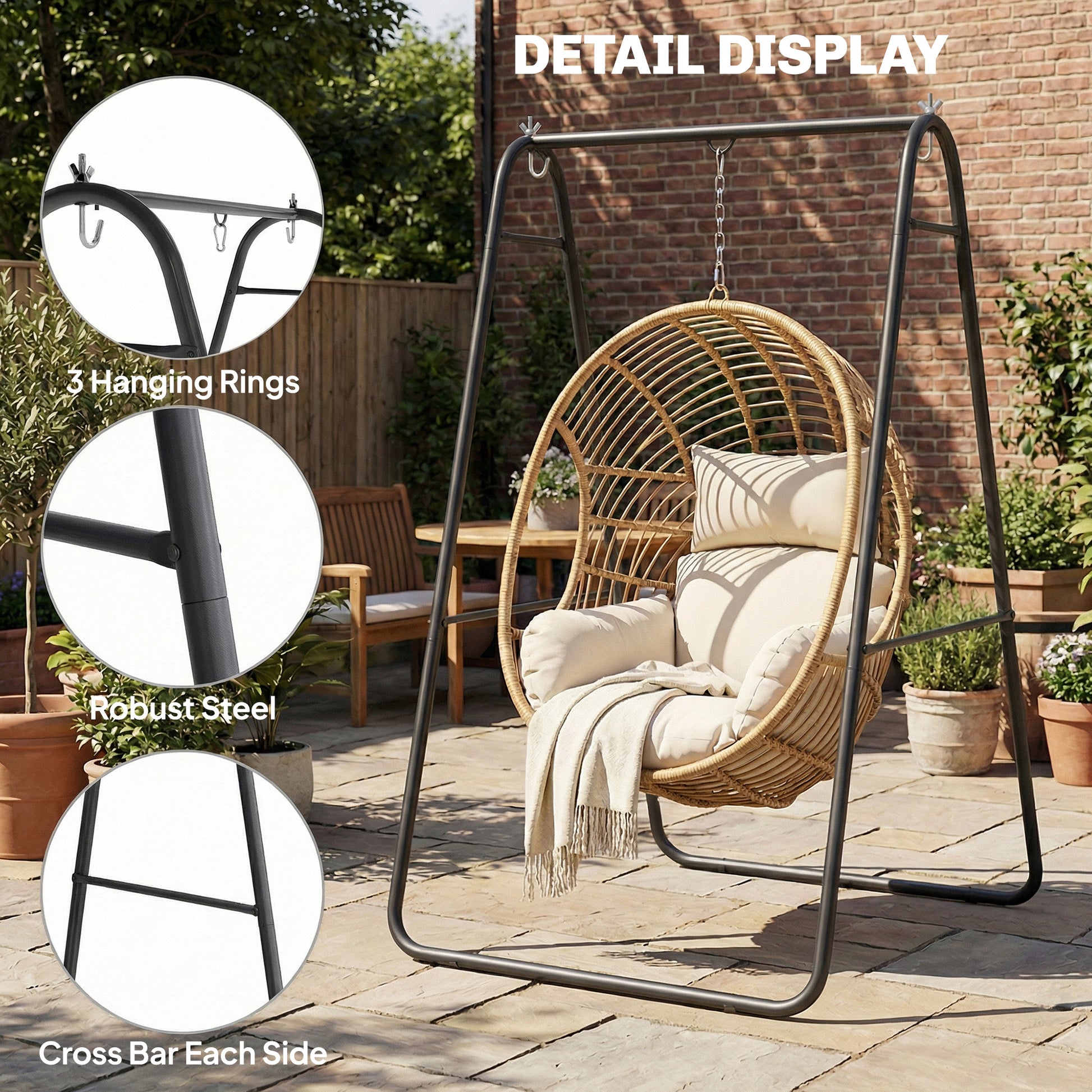 Hanging Hammock Stand Only Heavy Duty Steel A-Frame for Hanging Hammock, Max Load 330 LBS, Black