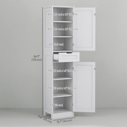 Freestanding Bathroom Cabinet with Drawer and 2 Doors, Tall Bathroom Cupboard for Kitchen, Study, Living Room