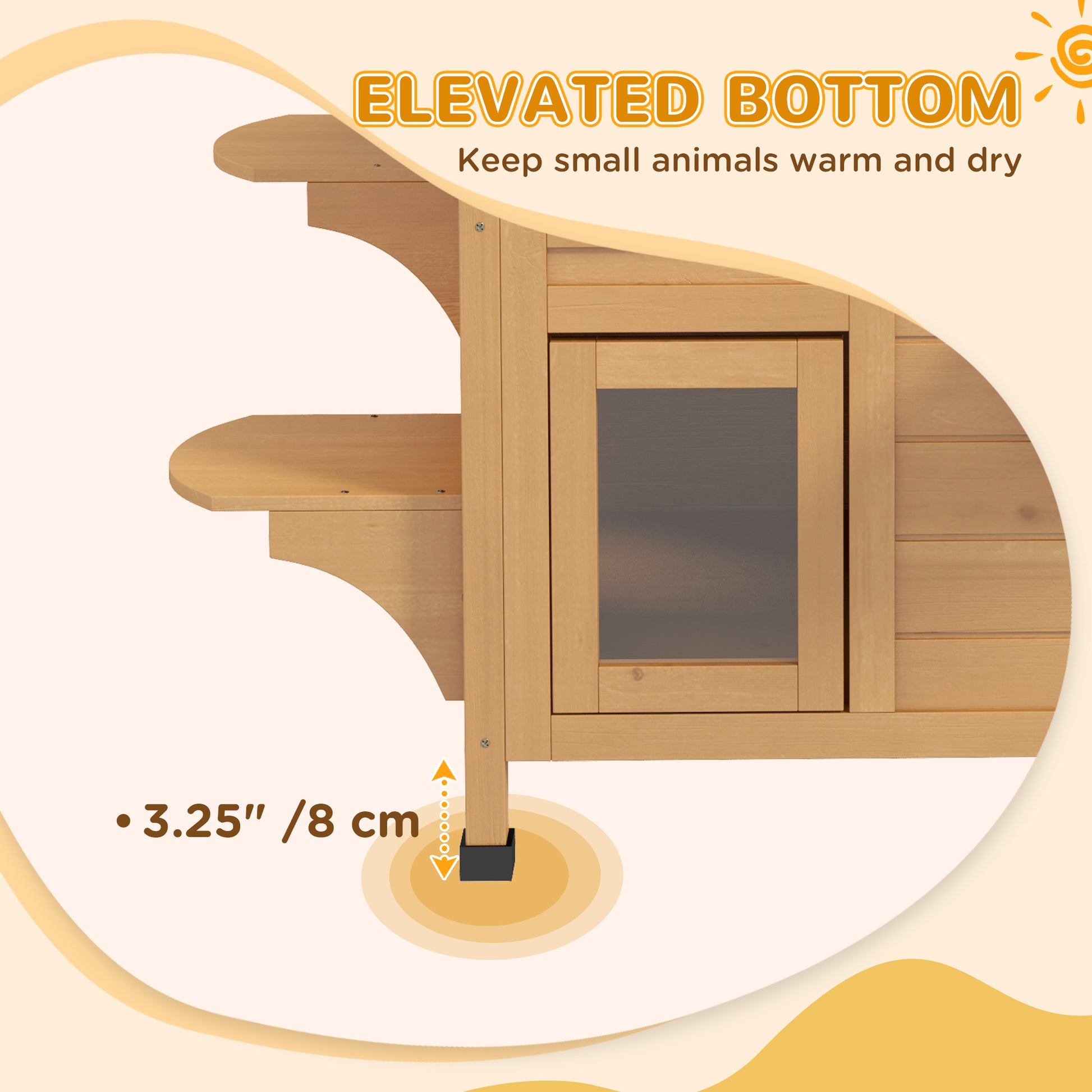 2-Storey Outdoor Cat House, Wooden Catio with Openable Roof, Lounge Space, Fun Entrances, for Feral Cats, Yellow