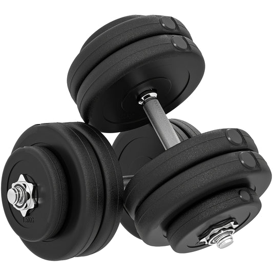 Soozier Adjustable 2 x 55lbs Weight Dumbbell Set for Weight Fitness Training Exercise Fitness Home Gym Equipment, Black (Pair)
