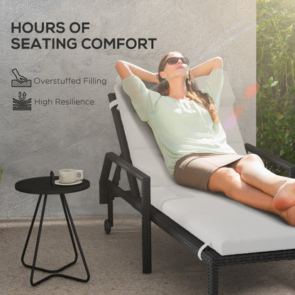 Patio Chaise Lounge Chair Cushion Replacement Sun Lounger Pads with Headrest and Ties, Light Grey