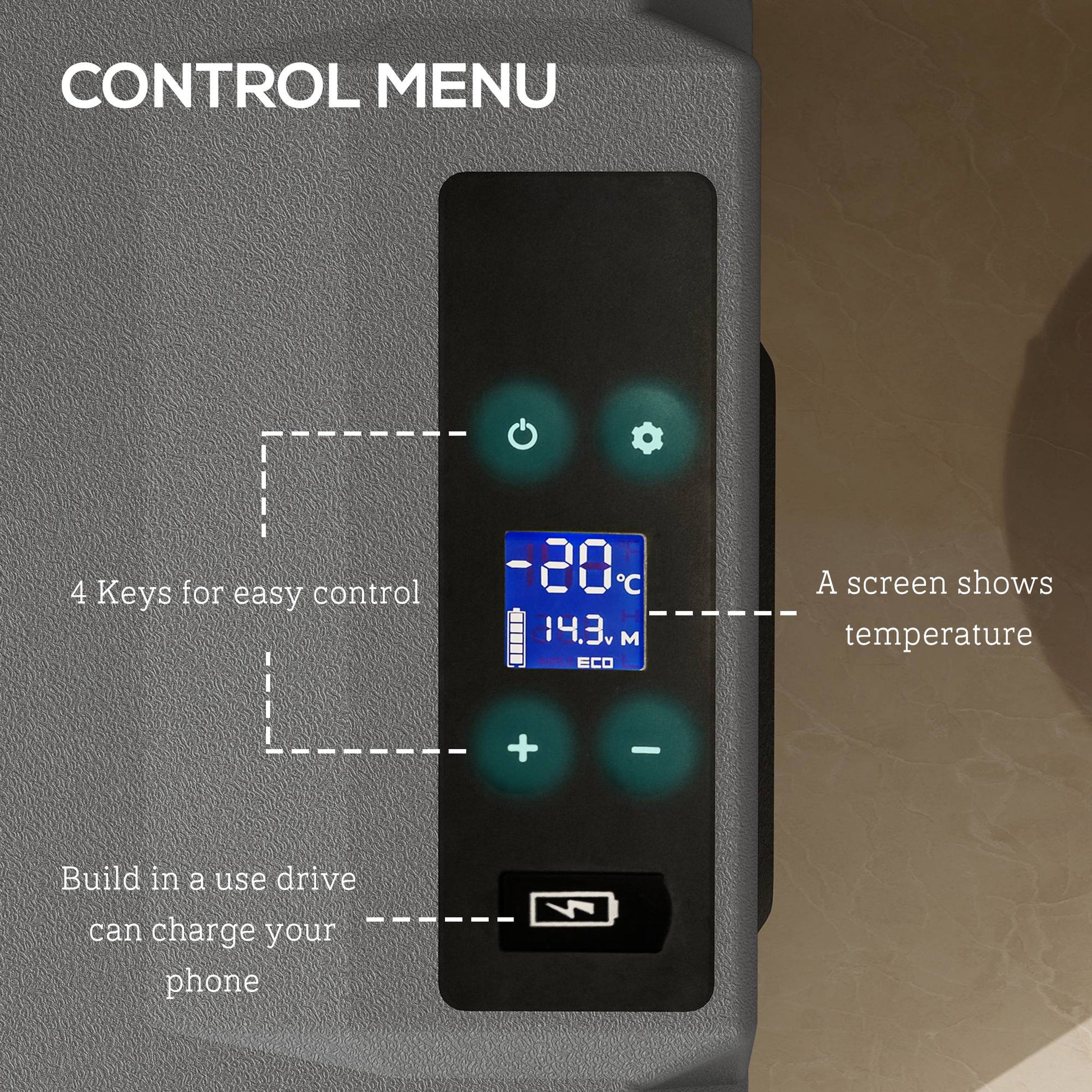 50 Liter Car Refrigerator Portable Freezer 12/24V Electric Cooler Box for Camping, Travel, Picnic, Down to -20℃