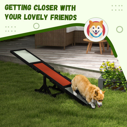 Wood Pet Seesaw, Dog Agility Training Equipment for Obedience Training, Weather Resistant, Black